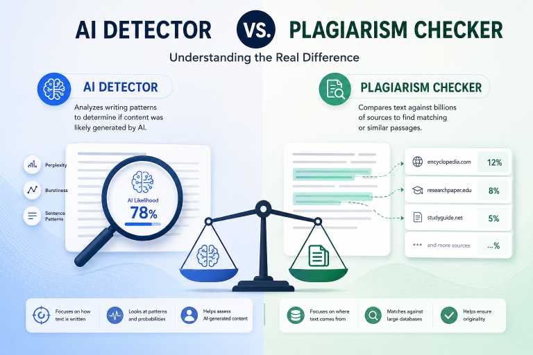 AI Detector vs. Plagiarism Checker: What's the Real Difference?